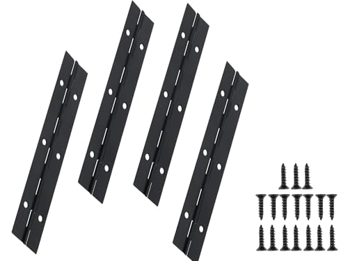 Kontinuierliche Scharniere und Klavierscharniere, schwarzer Edelstahl 304, durchgehende Klappscharniere für Türen, Schränke, Fenster, inklusive Schrauben, 15,2 cm, 3,1 cm, 4 Stück von DRENIS