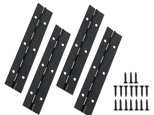 Kontinuierliche Scharniere und Klavierscharniere, schwarzer Edelstahl 304, durchgehende Klappscharniere für Türen, Schränke, Fenster, inklusive Schrauben, 15,2 cm - 5,1 cm, 4 Stück von DRENIS