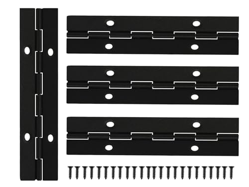 Kontinuierliche Scharniere und Klavierscharniere, schwarzer Edelstahl 304, durchgehende Klappscharniere für Türen, Schränke, Fenster, inklusive Schrauben (10,2 cm - 3,1 cm, 4 Stück) von DRENIS