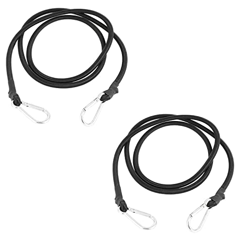 DRERIO 2 Stück 2 m Bungee-Seile mit Karabiner schwarz extra Lange Bungee-Seile mit Haken strapazierfähige elastische Seile Bungee-Gurte Gepäckspanner für Camping Fahrräder Gepäck Dachträger Motorrad von DRERIO