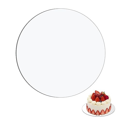 DRERIO 2 Stück 26 cm Acryl-kuchenplatte Rund Cake Board Kuchenplatte Acryl Transparente Acrylplatte Rund Groß Kunststoff-Dessertplatten Kuchenböden Tortenplatten für Hochzeit Geburtstagskuchen von DRERIO