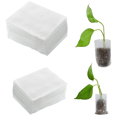 DRERIO 200 pcs Pflanzbeutel Abbaubare Pflanzsack für Sämling Abbaubar Zuchtbeutel für Aufzucht von Gemüse Blume Obst Pflanzen Kindergarten Zuhause von DRERIO