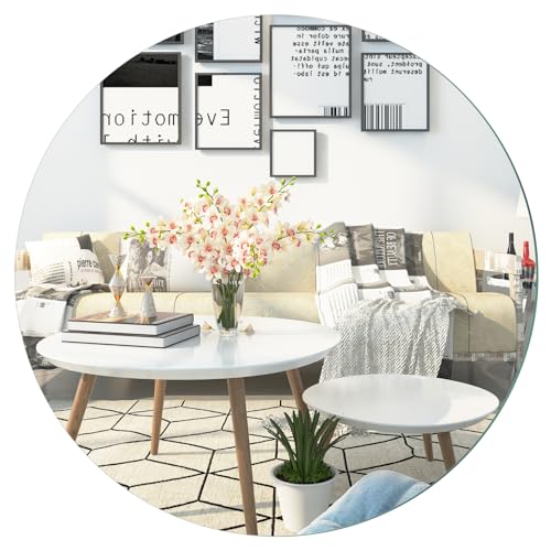 DRERIO 50 cm Wandspiegel Selbstklebender Glasspiegel HD Runder Klebespiegel Großer, Rahmenloser Glas Spiegel Dekorative Wandspiegel Kreis, für Gäste WC, Badzimmer, Ankleidezimmer, Wohnzimmer etc von DRERIO