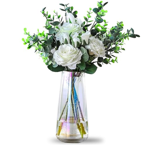 DRERIO Vase für Blumen Bunte Glasvase Irisierte Glasvase in moderner Glasvase hohe Vase, Dekor, modern für Heimbüro, Wohnzimmer, Mittelstücke, 22 × 10 cm von DRERIO