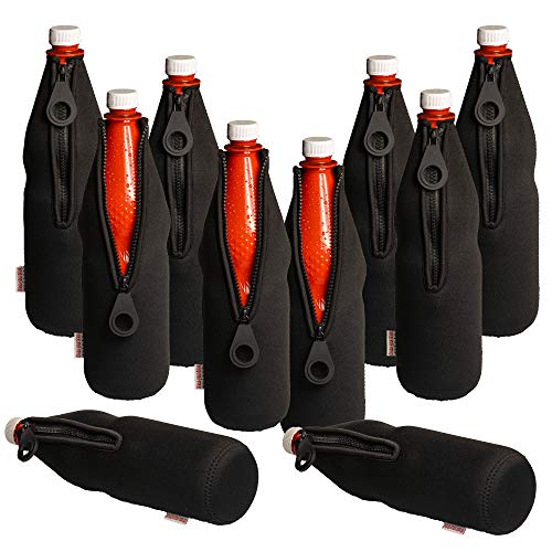 DRESS-YOUR-DRINK Flaschenkühler 0,7-1,0L für Glas- & PET Flaschen, Neopren, Getränkekühler, (schwarz, 10) von DRESS-YOUR-DRINK