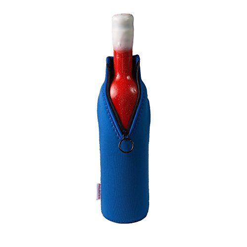 DRESS-YOUR-DRINK Neopren Flaschenkühler, Weinkühler, Getränkekühler (1 Stück 0.7/0.75 Liter, Blau) von DRESS-YOUR-DRINK