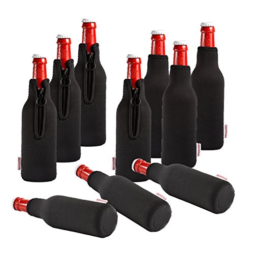 DRESS-YOUR-DRINK Neopren Flaschenkühler, Weinkühler, Getränkekühler (10er Spar-Set 0.33 Liter, Schwarz) von DRESS-YOUR-DRINK