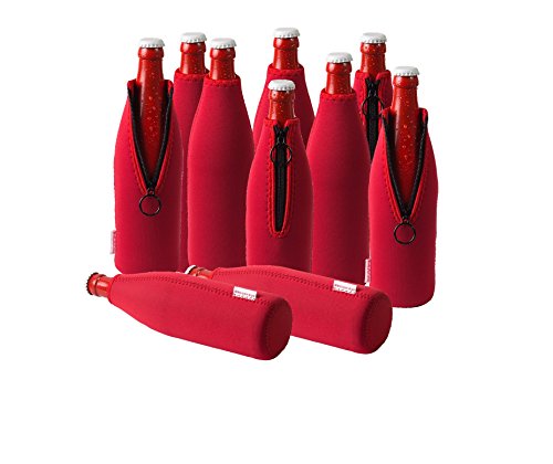 DRESS-YOUR-DRINK Neopren Flaschenkühler, Weinkühler, Getränkekühler (10er Spar-Set 0.5 Liter, Rot) von DRESS-YOUR-DRINK