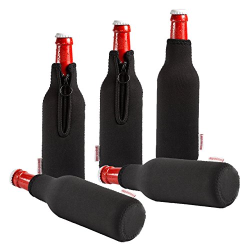 DRESS-YOUR-DRINK Neopren Flaschenkühler, Weinkühler, Getränkekühler (5er Spar-Set 0.33 Liter, Schwarz) von DRESS-YOUR-DRINK