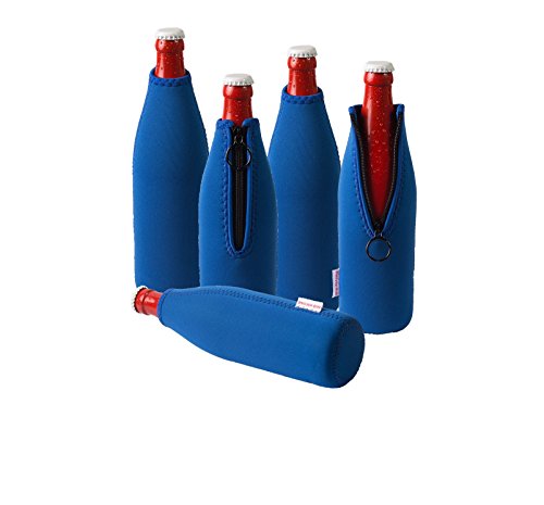 DRESS-YOUR-DRINK Neopren Flaschenkühler, Weinkühler, Getränkekühler (5er Spar-Set 0.5 Liter, Blau) von DRESS-YOUR-DRINK