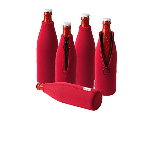 DRESS-YOUR-DRINK Neopren Flaschenkühler, Weinkühler, Getränkekühler (5er Spar-Set 0.5 Liter, Rot) von DRESS-YOUR-DRINK