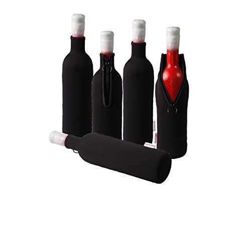 DRESS-YOUR-DRINK Neopren Flaschenkühler, Weinkühler, Getränkekühler (5er Spar-Set 0.7/0.75 Liter, Schwarz) von DRESS-YOUR-DRINK