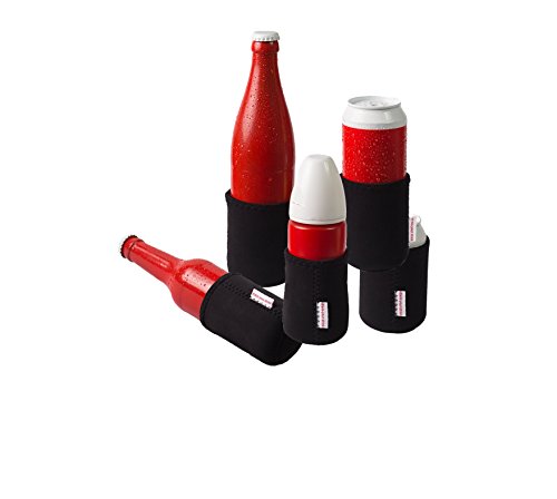 DRESS-YOUR-DRINK Neopren Multikühler, Dosenkühler, Getränkekühler, Flaschenkühler (5er Spar-Set, Schwarz) von DRESS-YOUR-DRINK