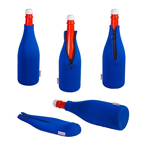 Sektkühler 0,75l Neopren, Flaschenkühler, Weinkühler, Getränkekühler, DRESS-YOUR-DRINK (Blau, 5er Spar-Set) von DRESS-YOUR-DRINK