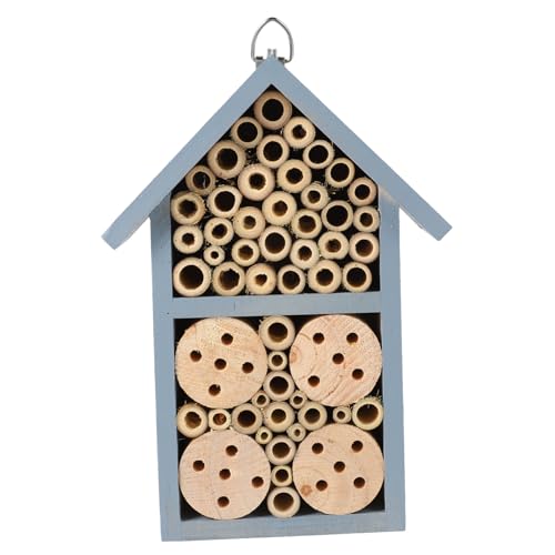 DRESSOOS 1 Stück Holz Bienenhaus Dekoratives Insektenhotel für Garten aus Naturholz Blau Bietet Nistplatz für Bienen und Schmetterlinge Stilvolles Design für Naturnahe Umgebung von DRESSOOS