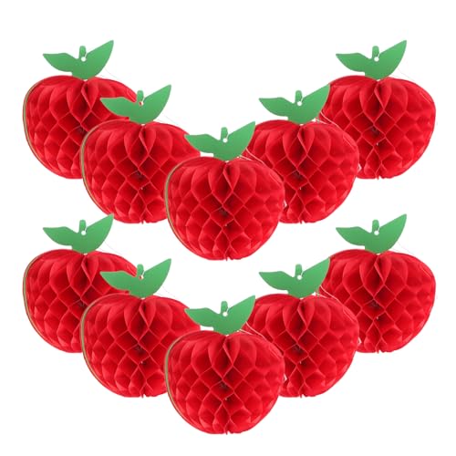 DRESSOOS 10stücke Rote Apfel-waben-Dekorationen Aus Papier Party-Dekoration Für Geburtstage Hochzeiten Und Feiern Tisch Und Hänge-Dekorationen von DRESSOOS