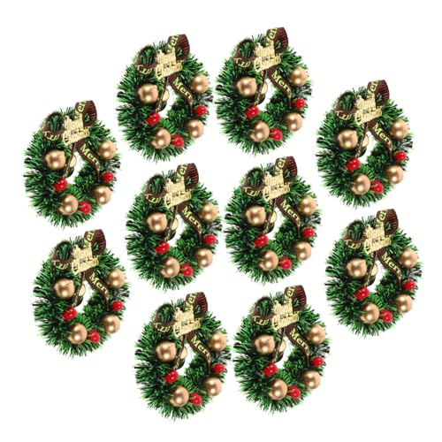 DRESSOOS 10stücke Teiliges Mini-weihnachtskränze Mit Schleifen Und Dekoration Für Weihnachten Weihnachtsbaum Fenster Und Langlebige Und Farbechte Materialien von DRESSOOS