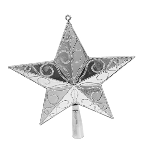 DRESSOOS 1stk Weihnachtsbaumspitze Stern Weihnachtsbaum-sternspitze Silberne Baumspitze Christbaumspitze Stern Bauernhaus-baumspitze Weihnachtssternverzierungen Plastik Muster Baumschmuck von DRESSOOS