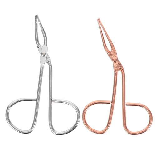 DRESSOOS 2 STÜCK Teiliges Edelstahl Augenbrauen Wimpernclip Präzise Pinzette mit Scherengriff Langlebig Kompakt und Sicher für Damen zum Formen und Pflegen der Augenbrauen und Wimpern von DRESSOOS
