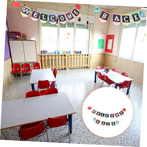 DRESSOOS 2 Stück Back To School Welcome Banner Teiliges Papierhänger mit Freundlichem Dekorativ für Klassenzimmer Schulanfangsparty Foto Requisiten und Heimdekoration von DRESSOOS