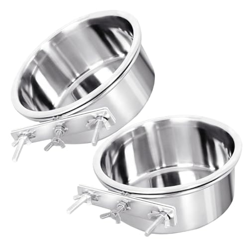 DRESSOOS 2 Stück Edelstahl Futternapf, Katzennapf, Hängender Welpennapf, Hängender Haustiernapf, Haustierbedarf, Katzenwassernapf, Kätzchenwassernapf, Anti Umkipp Futternapf, von DRESSOOS