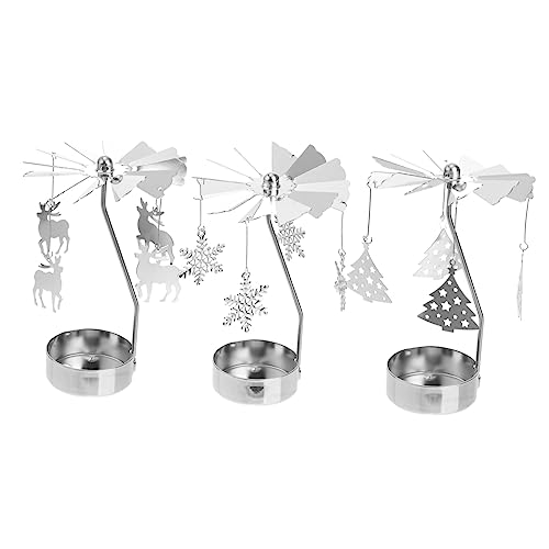 DRESSOOS Schneeflocke Kerzenhalter Rotierenden Metall Kerzenständer Weihnachten Dekorative Eisen Kerze Tray von DRESSOOS