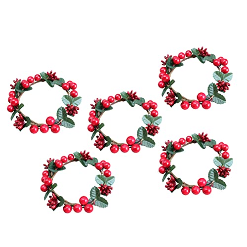 DRESSOOS 5St Rote Beeren-Kerzenhalter kerzenständer weihnachtsdeko Kranz vor der Haustür Weihnachtstürkranz Kernbeere hochzeitsdeko Weihnachtsfeier Weihnachten Ring Harz von DRESSOOS