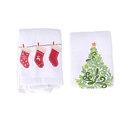 DRESSOOS Dekorative Handtücher Mit Weihnachtsstickerei 2er-Pack Weiche Baumwoll-reinigungsbäume DRESSOOS Dekorative Handtücher Mit Weihnachtsstickerei 2er-Pack Weiche Baumwoll-reinigungsbäume von DRESSOOS