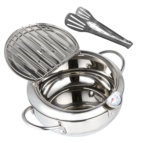 DRESSOOS Edelstahl Tempura Frittiertopf mit Thermometer Temperaturkontrollierbar Kompatibel mit Gas Elektroherd Japanischer Stil Hitzebeständig für Tempura und Frittierte Gerichte DRESSOOS Edelstahl Tempura Frittiertopf mit Thermometer Temperaturkontrollierbar Kompatibel mit Gas Elektroherd Japanischer Stil Hitzebeständig für Tempura und Frittierte Gerichte von DRESSOOS