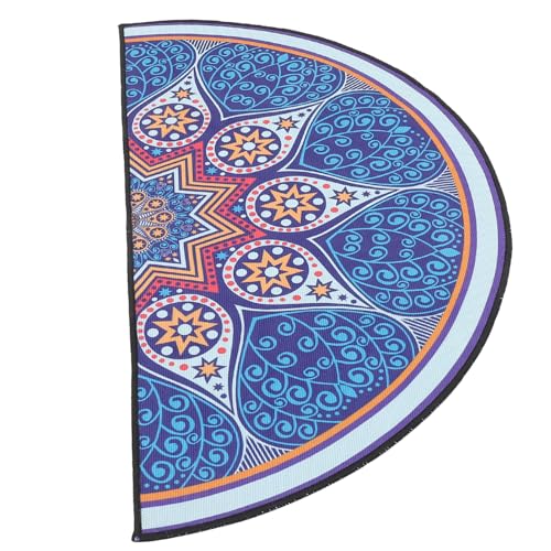 DRESSOOS Halbrunder Teppich Großflächiger Teppich Baumwollteppich Halbkreis-badematte Willkommener Eingangsteppich Keine Badematten Fußabtreter Läufer-teppiche Flur Teppiche Blue Polyester von DRESSOOS