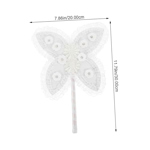 DRESSOOS Handfächer Hochzeit Spitzenfächer Schmetterlingsform Handgefertigt Eleganter Handventilator für Party Braut Sommer Beach Dekoration von DRESSOOS