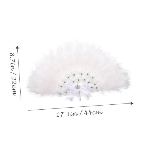 DRESSOOS Handfächer aus Edlen Federn Eleganter Faltbarer Brautfächer Handgefertigt als Stilvolle Foto-requisite für Hochzeiten Partys und Festliche Anlässe und Tragbar für Einfache Mitnahme von DRESSOOS
