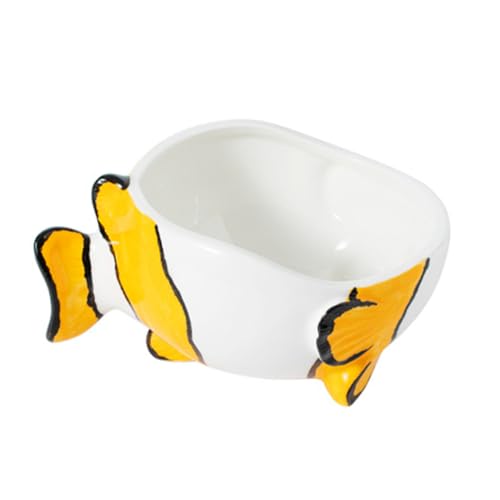 DRESSOOS Keramischer Futternapf für Haustiere mit Fischdesign Multifunktionaler Napf für Hunde und Katzen rutschfest und Leicht zu Reinigen für Futter und Wasser von DRESSOOS