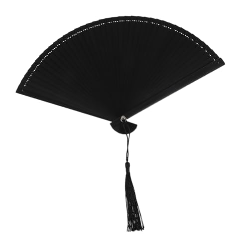 DRESSOOS Retro Fächer Handfächer mit Quaste und Tasche Leichter Handventilator für Tanz Dekoration und Sommerkühlung Handgefertigter Faltfächer für Damen und Herren von DRESSOOS
