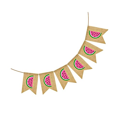 DRESSOOS Sommerparty Wimpelkette Wassermelone Leinen Banner Langlebig Wiederverwendbar Dekorativ für Geburtstag Garten Feier Party von DRESSOOS