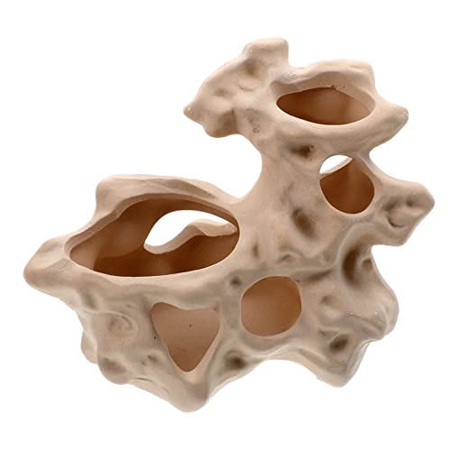 DRESSOOS Versteck Aquarien-Betta-höhle Aquarium Felsenhöhle Cichliden-Dekoration Garnelen-versteckhöhle Fischversteck Bergverzierung Kunstfelsen Buntbarsche Haustierhaus Keramik von DRESSOOS