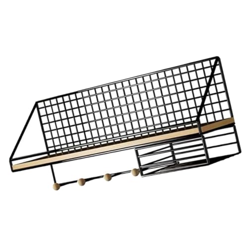 DRESSOOS Wandregal mit Haken Multifunktionales Wandregal zur Aufbewahrung von Wohnaccessoires für Wohnzimmer und Schlafzimmer Starke Tragfähigkeit aus Robustem und Gefertigt von DRESSOOS