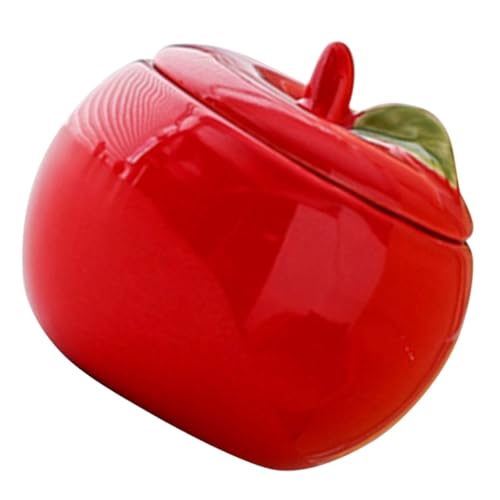 DRESSOOS Weihnachtsapfelglas Keksdosen für Lebensmittel dekoratives Glas Zuckerdose Keramikdose für Weihnachten DIY-Weihnachtskerzendose Teedosen Behälter mit Deckel rot von DRESSOOS