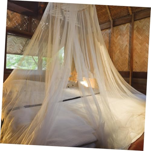 DRESSOOS Weißes Moskitonetz Schlafzimmer Baldachin Dome Mosquito Net mit Feinem Polyestergewebe und Einzelzugang Hängendes Bettnetz für Innen und Außen Inklusive Deckenhaken von DRESSOOS