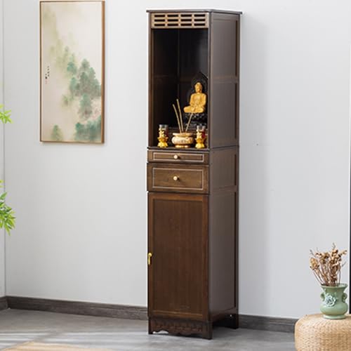 Altarkabinett mit Schublade, chinesischer Meditationstisch, Puja, 2-stöckig, für Gebete, Anbetung, Wohnzimmer, Schreine, Tempel (Braun, 172 x 38 cm) von DRFGHK