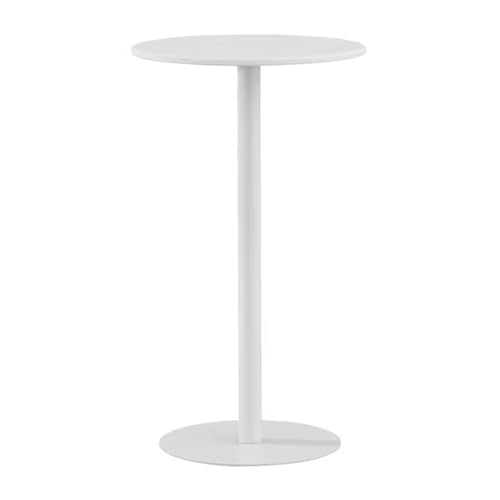 Bar Table for Kitchen Dining Room Table, Round Metal Bistro Cocktails, Side Living Room, Counter Coffee and Drinks, High (White, 40 von DRFGHK