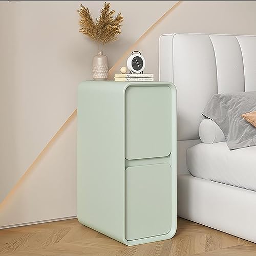 Bedside Table with Solid Wood Drawer, Extra Narrow Clip-In Table, Side 2 Drawers for Bedroom, Living Room, Dorm (Color : Mint Green, Size 25x40x50CM) von DRFGHK