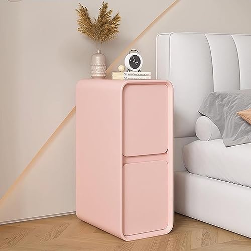 Bedside Table with Solid Wood Drawer, Extra Narrow Clip-In Table, Side 2 Drawers for Bedroom, Living Room, Dorm (Color : Pink, Size 25x40x50CM) von DRFGHK