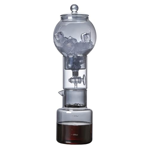 Cold Brew Dripper-Kaffeemaschine, 600-ml-Glas-Cold-Brew-Maker mit Dripper einstellbarer Rate, Drip Tower, Tropftyp-Kaltextraktionskaffeemaschine for Eiskaffee und Eistee(Color:Gray) von DRFGHK