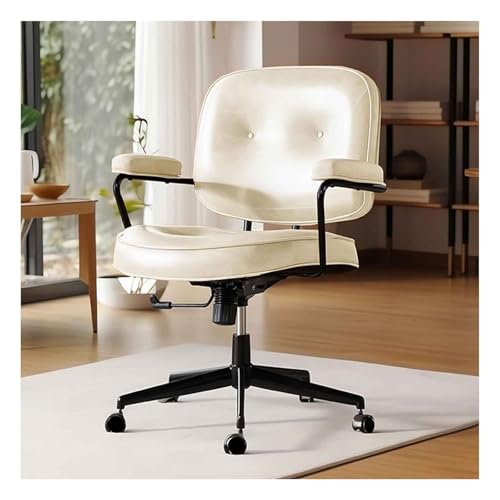 DRFGHK 360° drehbarer Bürostuhl, ergonomischer Leder-Computer mit neigbarer Rückenlehne und Armlehnen, bequemer gepolsterter Schreibtisch, höhenverstellbar von 82–90 cm DRFGHK 360° drehbarer Bürostuhl, ergonomischer Leder-Computer mit neigbarer Rückenlehne und Armlehnen, bequemer gepolsterter Schreibtisch, höhenverstellbar von 82–90 cm von DRFGHK