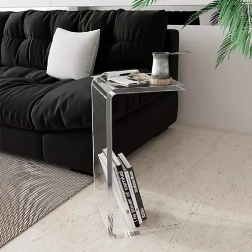 DRFGHK Acryl-Beistelltisch, klarer Acryl-Beistelltisch in C-Form, moderner dekorativer Nachttisch für Wohnzimmer, Schlafzimmer, transparent (transparent) von DRFGHK