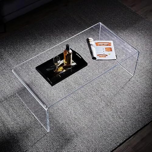 DRFGHK Beistelltisch aus transparentem Acryl, C-Form, einfacher Kaffeeboden, für Wohnzimmer, Schlafzimmer, Büro, 45 x 25 x 20 cm von DRFGHK
