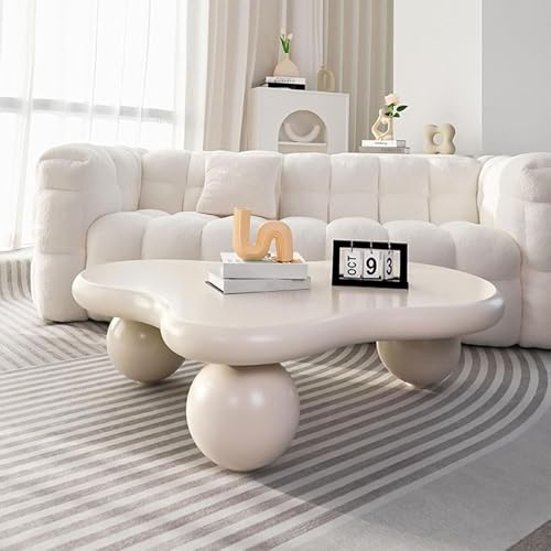 DRFGHK Einzigartiger, moderner Couchtisch mit unregelmäßigen Wolken, mit 3 Kugelbeinen, für Wohnzimmer, Schlafzimmer, einfache Montage von DRFGHK