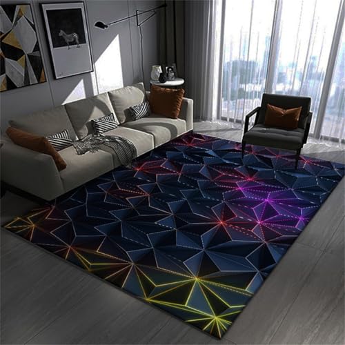 DRFGHK Gaming Teppiche, 3D Visual Cool Line Light Style Decorative Carpet, Unverzichtbare Fußmatte Für Teenager Und Kinder Wohnzimmer, Geeignet Für Schlafzimmer E-Sport Zimmer (Colour 3.80 x 160 cm) von DRFGHK