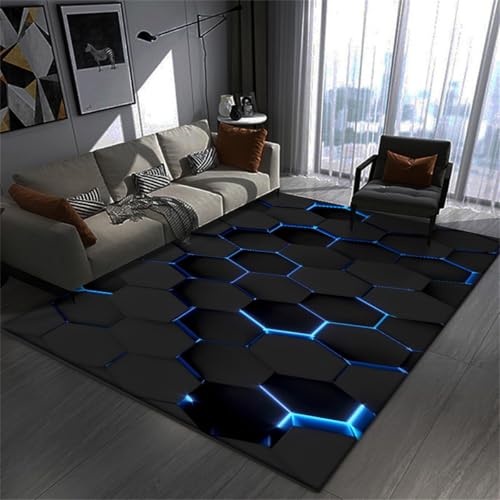 DRFGHK Gaming Teppiche, 3D Visual Cool Line Light Style Decorative Carpet, Unverzichtbare Fußmatte Für Teenager Und Kinder Wohnzimmer, Geeignet Für Schlafzimmer E-Sport Zimmer (Colour 5.80 x 120 cm) von DRFGHK